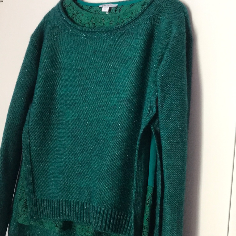 MARELLA Emerald Green Fuzzy Crewneck Sweater - Picture 2 of 12